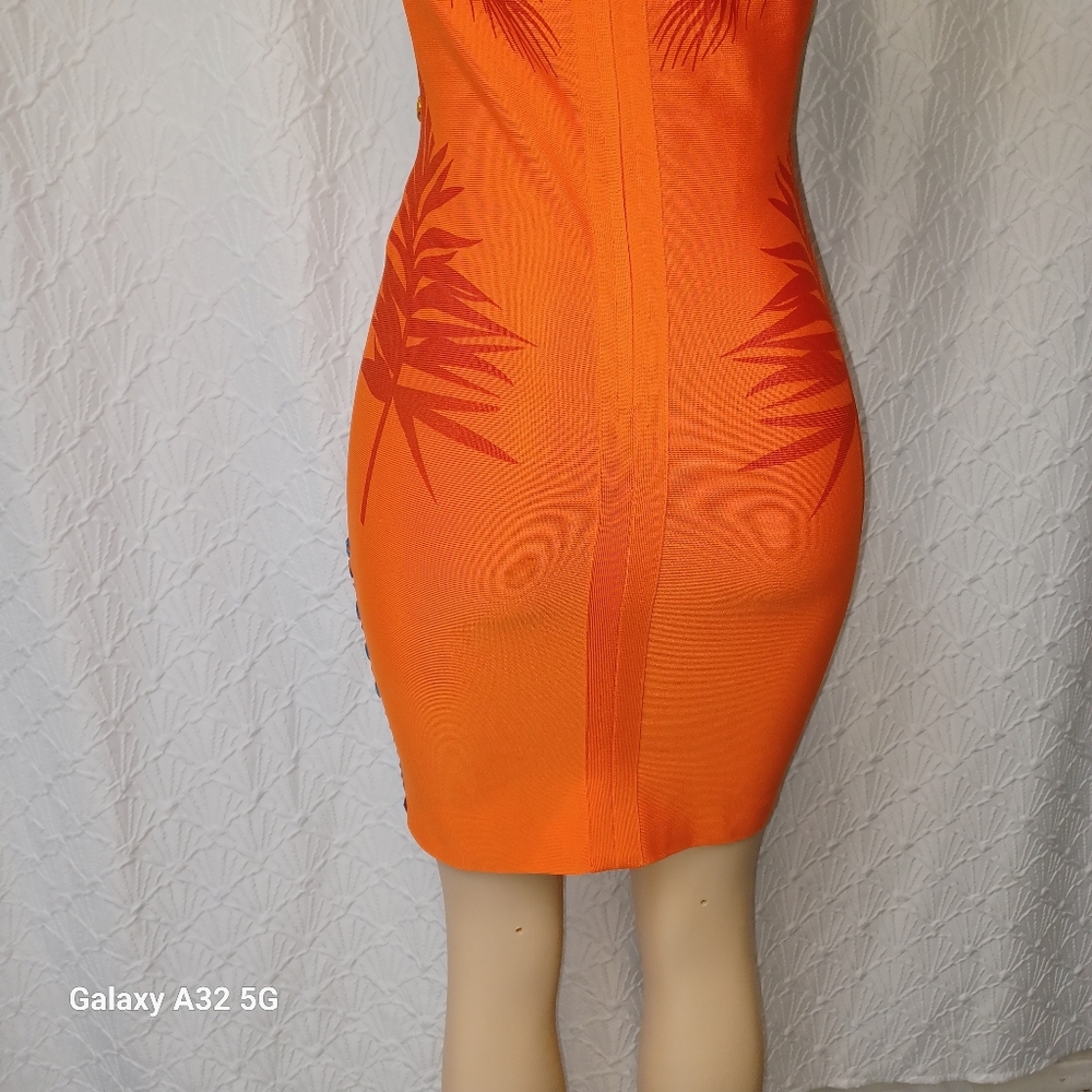 MISS8 LOS ANGELES size M Orange and Blue Embellished Dress - Picture 4 of 14